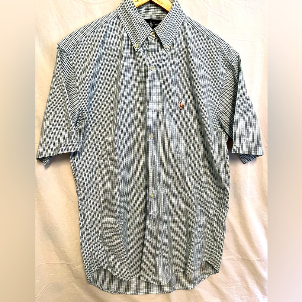 🦋Ralph Lauren shirt blue, green stripes print
